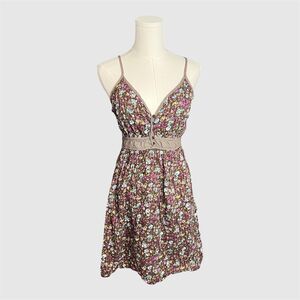 Maurices Brown Floral Babydoll Dress With Pockets Size Large